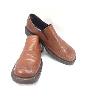 Franco Fortini Brown Leather Loafers Mens Square Toe  Block Heel Sz 11.5 M